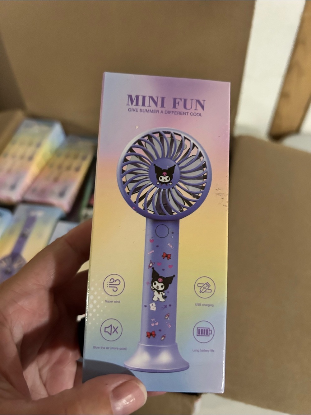 4/$100 Kuromi Mini Fun Cute Purple Handheld Fan - Kids Accessories